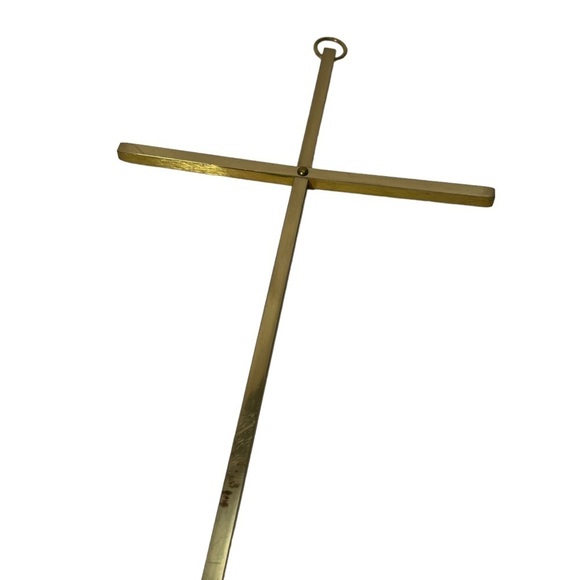 Solid Brass Gold Plated 10” Wall Cross Religious Christianity READ - Picture 4 of 8